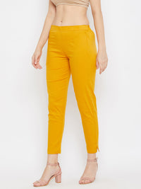 Thumbnail for Wahe-NOOR Women's Mustard Regular Fit Solid Pants - Distacart