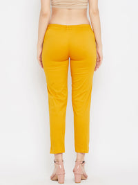 Thumbnail for Wahe-NOOR Women's Mustard Regular Fit Solid Pants - Distacart