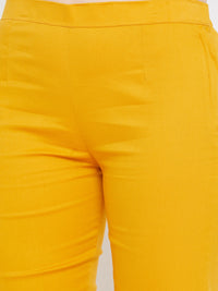 Thumbnail for Wahe-NOOR Women's Mustard Regular Fit Solid Pants - Distacart