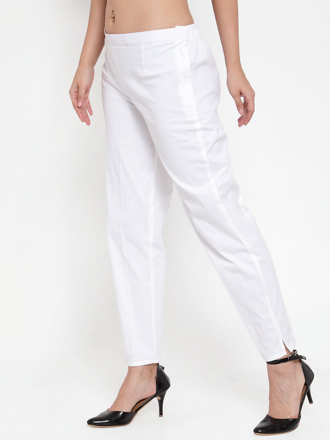 Wahe-NOOR Women's White Regular Fit Solid Pants - Distacart