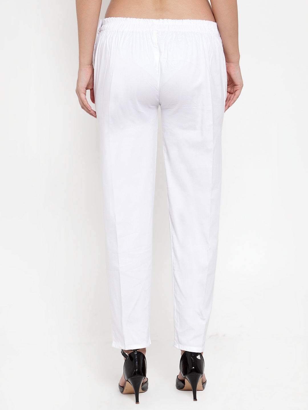 Wahe-NOOR Women's White Regular Fit Solid Pants - Distacart