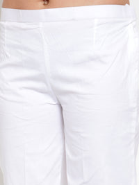 Thumbnail for Wahe-NOOR Women's White Regular Fit Solid Pants - Distacart
