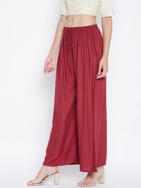 Thumbnail for Wahe-NOOR Women's Rust Solid Rayon Palazzo - Distacart