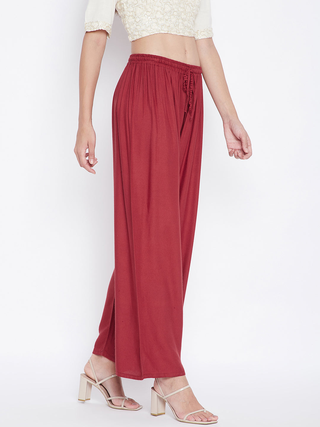 Wahe-NOOR Women's Rust Solid Rayon Palazzo - Distacart