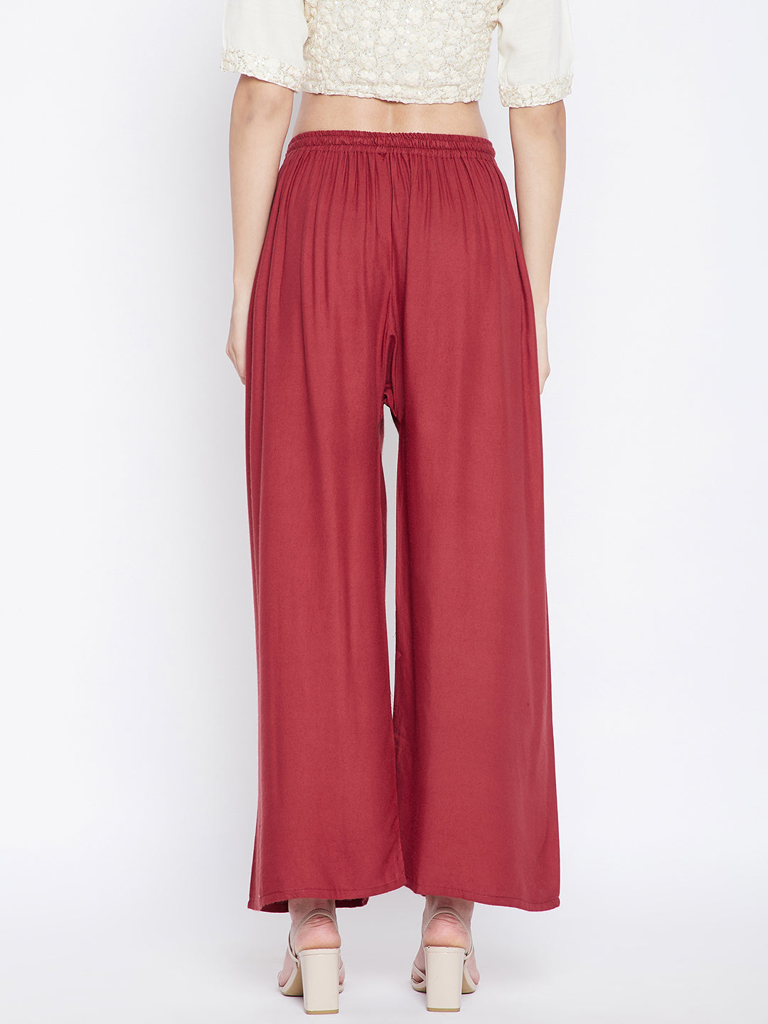 Wahe-NOOR Women's Rust Solid Rayon Palazzo - Distacart