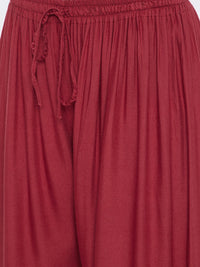 Thumbnail for Wahe-NOOR Women's Rust Solid Rayon Palazzo - Distacart