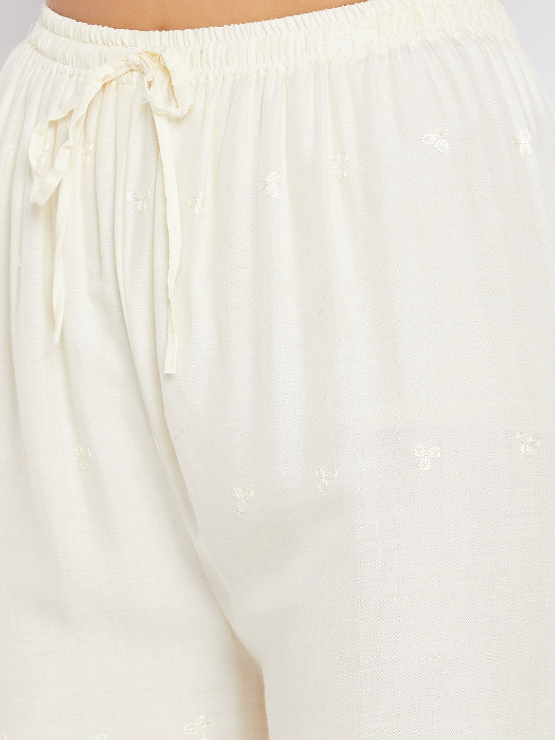Wahe-NOOR Women's Cream Chikankari Rayon Palazzo - Distacart