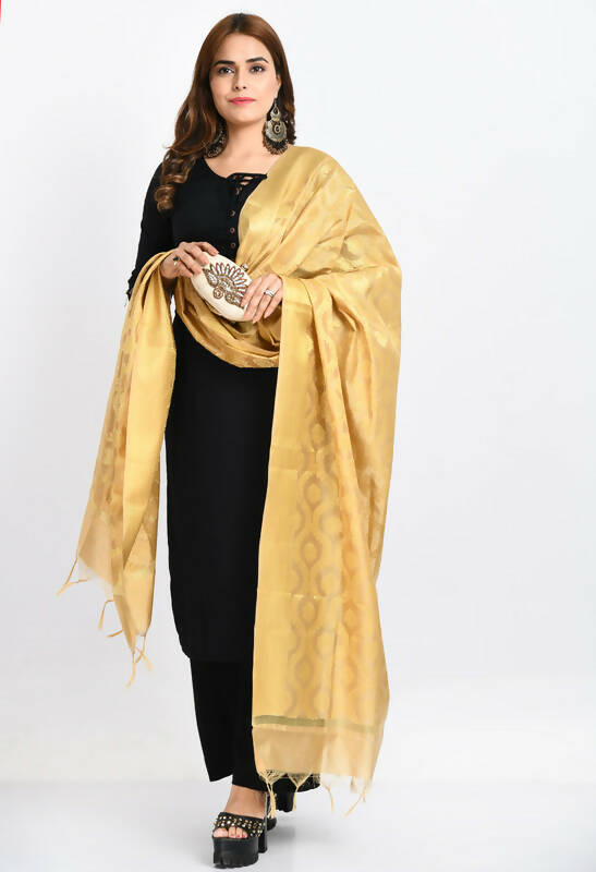 Mominos Fashion Moeza Women's Banarsi Silk All Over Woven Design Golden Dupatta - Distacart