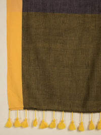 Thumbnail for Suta Grey Yellow Colourblocked Pure Cotton Saree - Distacart