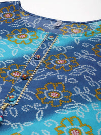 Thumbnail for Yufta Blue Bandhani Kurta