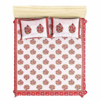 Thumbnail for Queen Size 230x270 Cms Jaipuri Hand Block Printed Traditional 144TC Cotton Bedsheet with 2 Pillow Covers - Distacart