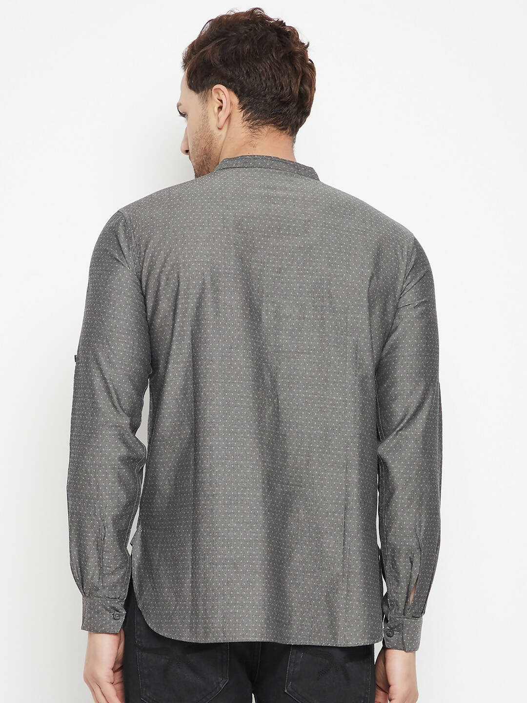 Even Apparels Grey Pure Cotton Short Men's Kurta With Band Collar - Distacart