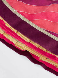 Thumbnail for House of Panchhi Rose Organza Siroski Stone Work Leheriya Print Lehenga Choli & Dupatta - Distacart