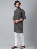 Thumbnail for RIAG Black Color Long Sleeves Ethnic Men's Cotton Long Kurta - Distacart