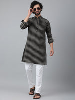 Thumbnail for RIAG Black Color Long Sleeves Ethnic Men's Cotton Long Kurta - Distacart