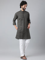 Thumbnail for RIAG Black Color Long Sleeves Ethnic Men's Cotton Long Kurta - Distacart