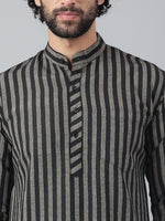 Thumbnail for RIAG Black Color Long Sleeves Ethnic Men's Cotton Long Kurta - Distacart
