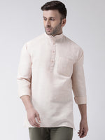 Thumbnail for RIAG Beige Color Long Sleeves Men's Cotton Short Kurta - Distacart