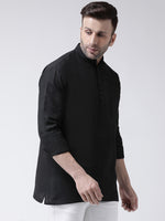 Thumbnail for RIAG Black Color Long Sleeves Men's Cotton Short Kurta - Distacart