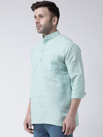 Thumbnail for RIAG Green Color Long Sleeves Men's Cotton Short Kurta - Distacart