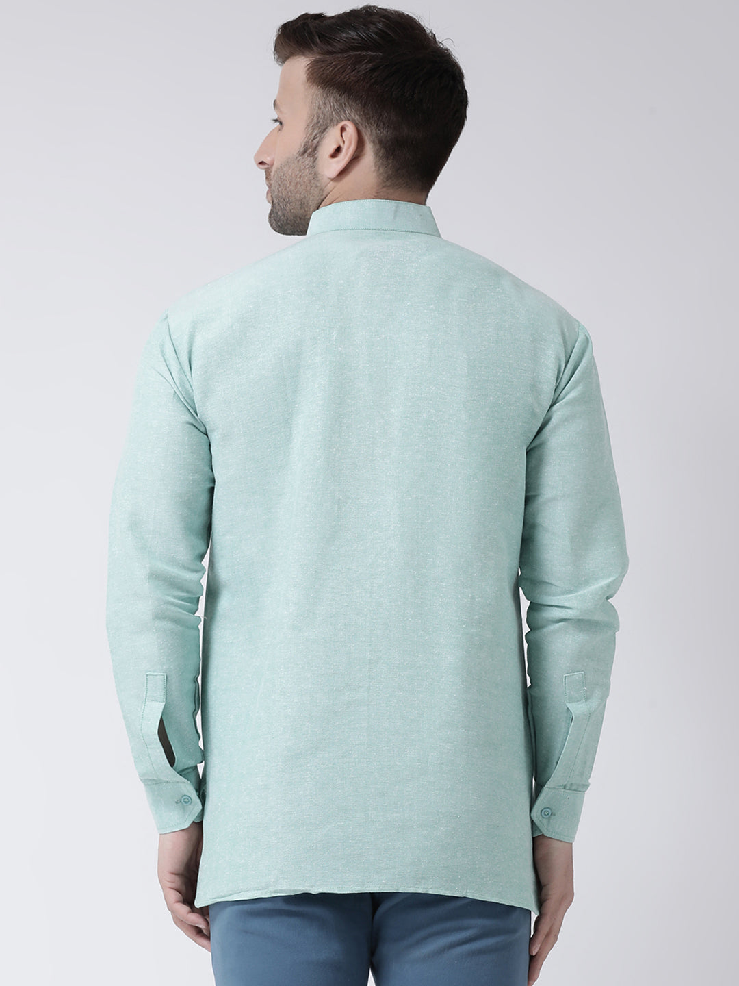 RIAG Green Color Long Sleeves Men's Cotton Short Kurta - Distacart