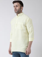 Thumbnail for RIAG Yellow Color Long Sleeves Men's Cotton Short Kurta - Distacart