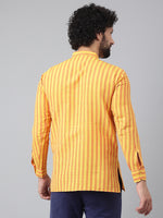 Thumbnail for RIAG Yellow Color Long Sleeves Casual Men's Cotton Short Kurta - Distacart