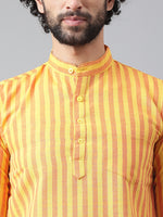 Thumbnail for RIAG Yellow Color Long Sleeves Casual Men's Cotton Short Kurta - Distacart