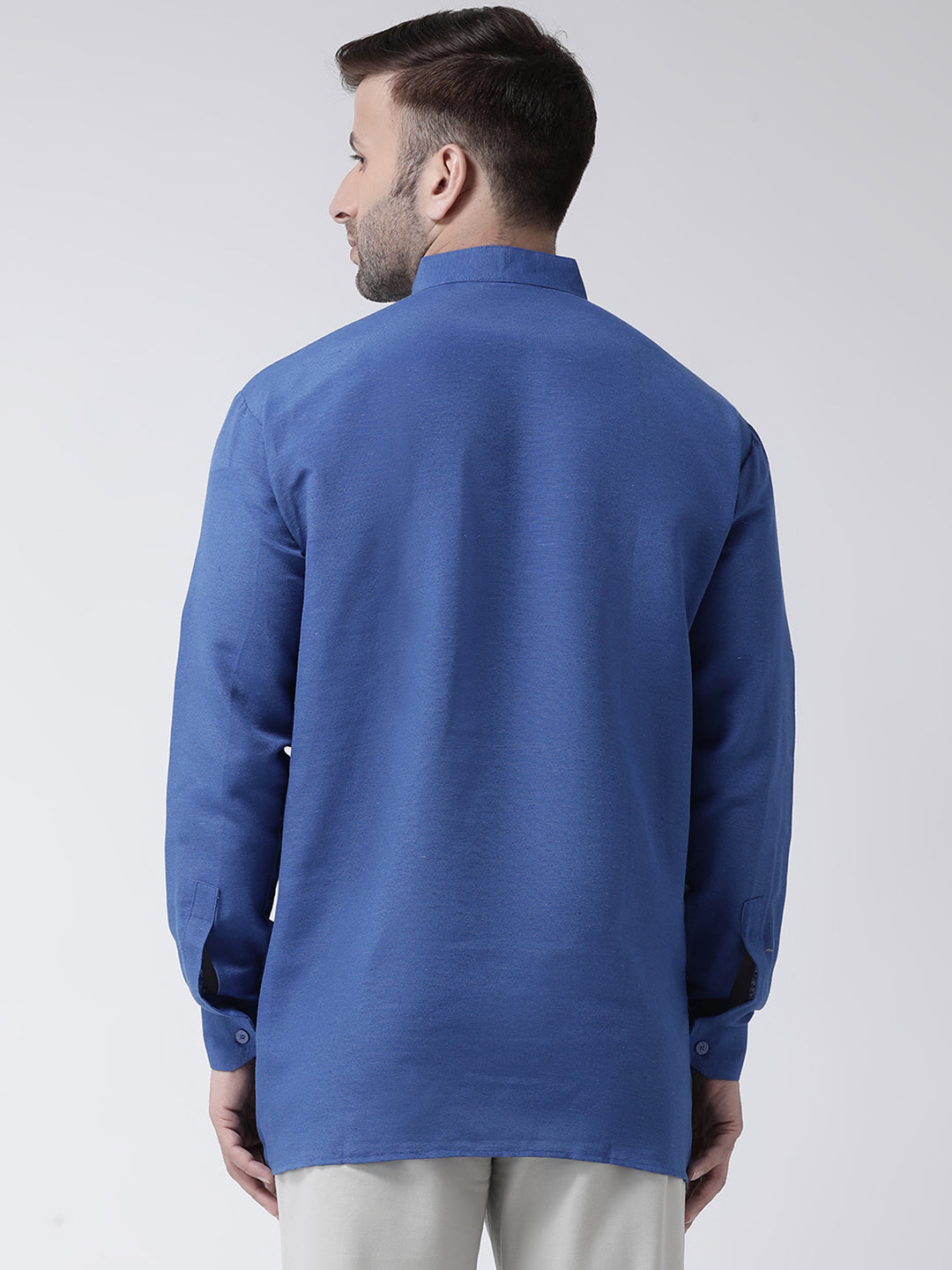 RIAG Navy Blue Color Long Sleeves Men's Cotton Short Kurta - Distacart