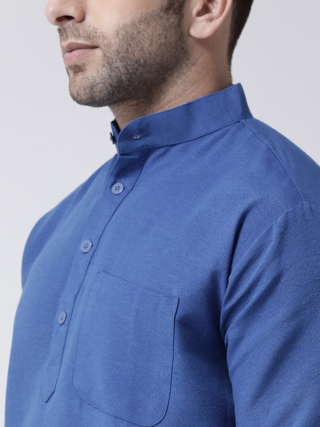 RIAG Navy Blue Color Long Sleeves Men's Cotton Short Kurta - Distacart