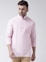 Thumbnail for RIAG Pink Color Long Sleeves Men's Cotton Short Kurta - Distacart