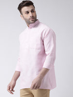 Thumbnail for RIAG Pink Color Long Sleeves Men's Cotton Short Kurta - Distacart