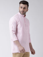 Thumbnail for RIAG Pink Color Long Sleeves Men's Cotton Short Kurta - Distacart