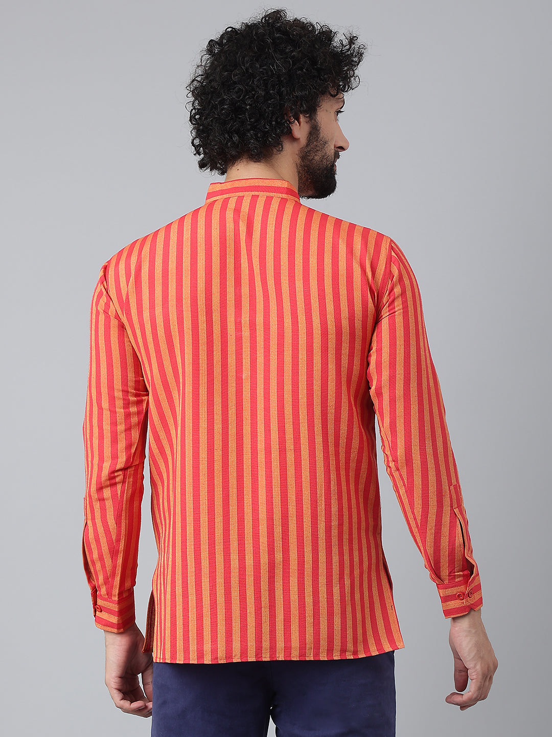 RIAG Red Color Long Sleeves Casual Men's Cotton Short Kurta - Distacart