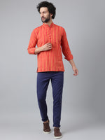 Thumbnail for RIAG Red Color Long Sleeves Casual Men's Cotton Short Kurta - Distacart
