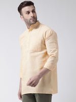 Thumbnail for RIAG Beige Color Long Sleeves Men's Cotton Short Kurta - Distacart