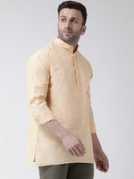 Thumbnail for RIAG Beige Color Long Sleeves Men's Cotton Short Kurta - Distacart