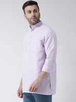 Thumbnail for RIAG Purple Color Long Sleeves Men's Cotton Short Kurta - Distacart