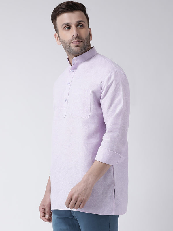 RIAG Purple Color Long Sleeves Men's Cotton Short Kurta - Distacart