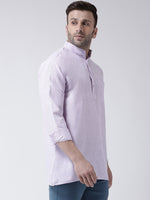 Thumbnail for RIAG Purple Color Long Sleeves Men's Cotton Short Kurta - Distacart