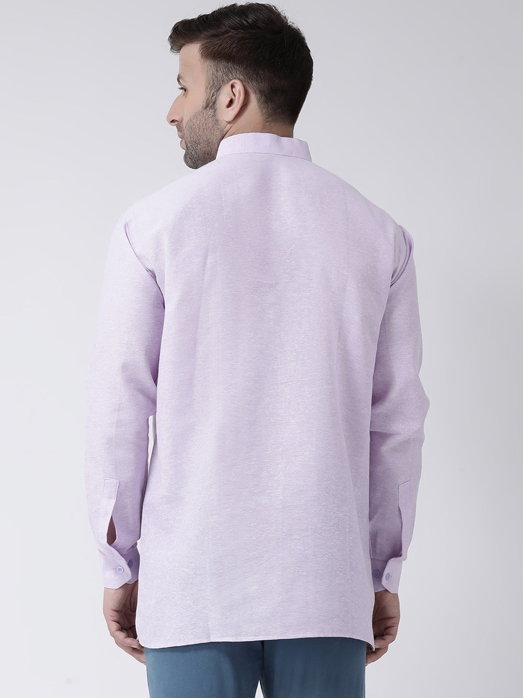 RIAG Purple Color Long Sleeves Men's Cotton Short Kurta - Distacart