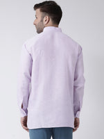 Thumbnail for RIAG Purple Color Long Sleeves Men's Cotton Short Kurta - Distacart