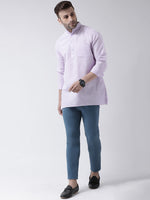Thumbnail for RIAG Purple Color Long Sleeves Men's Cotton Short Kurta - Distacart