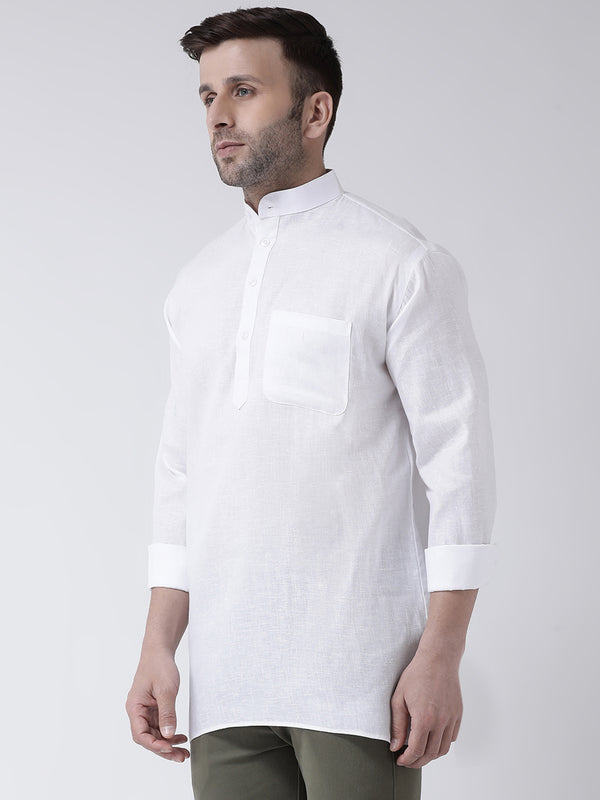 RIAG White Color Long Sleeves Men's Cotton Short Kurta - Distacart