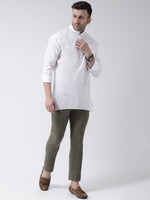 Thumbnail for RIAG White Color Long Sleeves Men's Cotton Short Kurta - Distacart