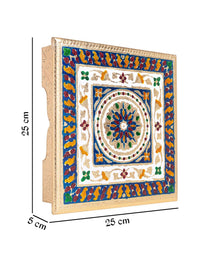 Thumbnail for Golden Peacock Gold-Toned & Red Handcrafted Meenakari Wooden Chowki - Distacart
