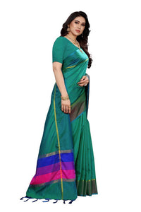 Thumbnail for Vamika Green Cotton Silk Weaving Saree (Binita Green)