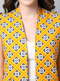 Thumbnail for Even Apparels Yellow Viscose Rayon Open Front Women's Waistcoat - Distacart