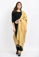 Thumbnail for Mominos Fashion Moeza Women's Banarsi Silk Floral Woven Design Golden Dupatta - Distacart