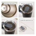 Thumbnail for Nestasia Tumbler with Handle Straw & Lid - 1.2L (Black) - Distacart